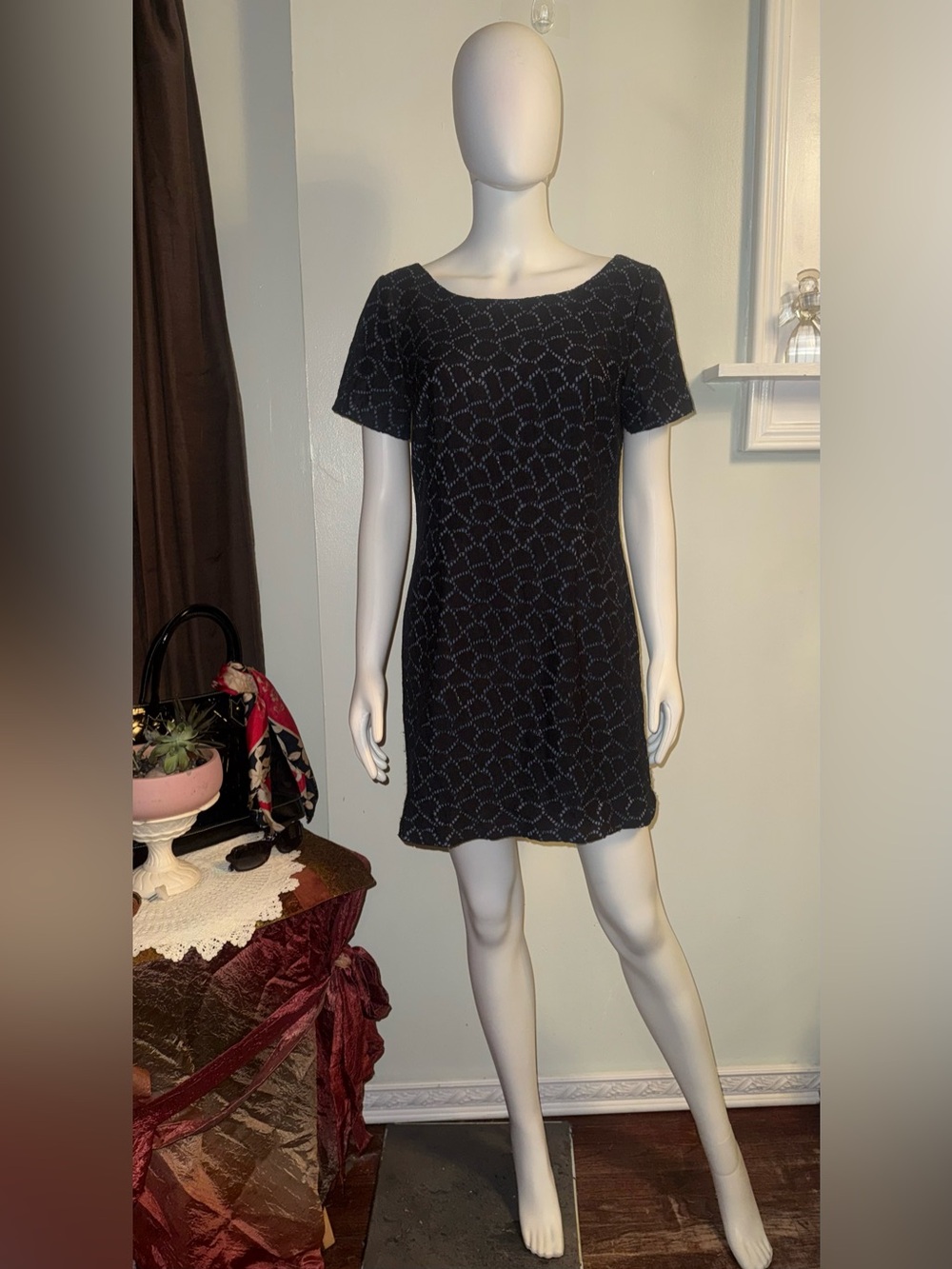 Plenty by Tracy Reese Black Short-Sleeve Patterned Women's Dress
